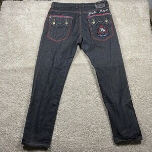 Red Ape Jeans Mens 38x30 Y2K Streetwear Skater Grunge Hip Hop Baggy Black Red